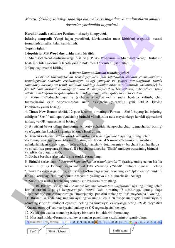 Qishloq xo‘jaligi normativ hujjatlar tayyorlash