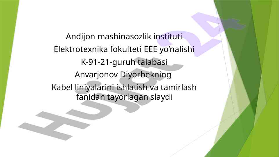Kabel liniyalaridagi shikastlanishlar tahlili