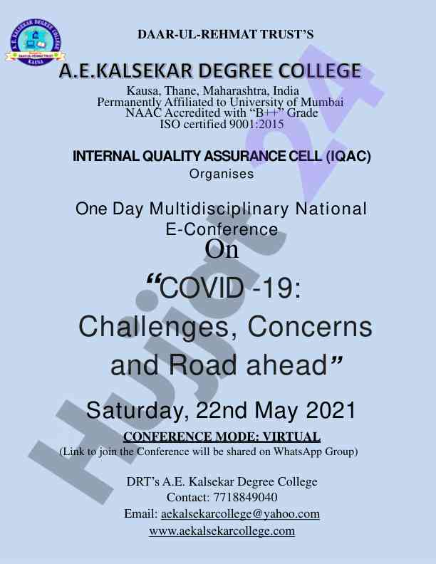 National e-conference on covid-19 challenges and road ahead