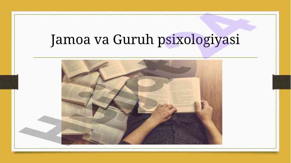 Jamoa va guruh psixologiyasi tadqiqoti
