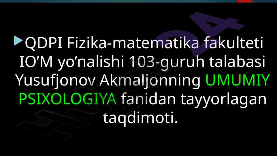 Psixika va ongning taraqqiyoti taqdimoti