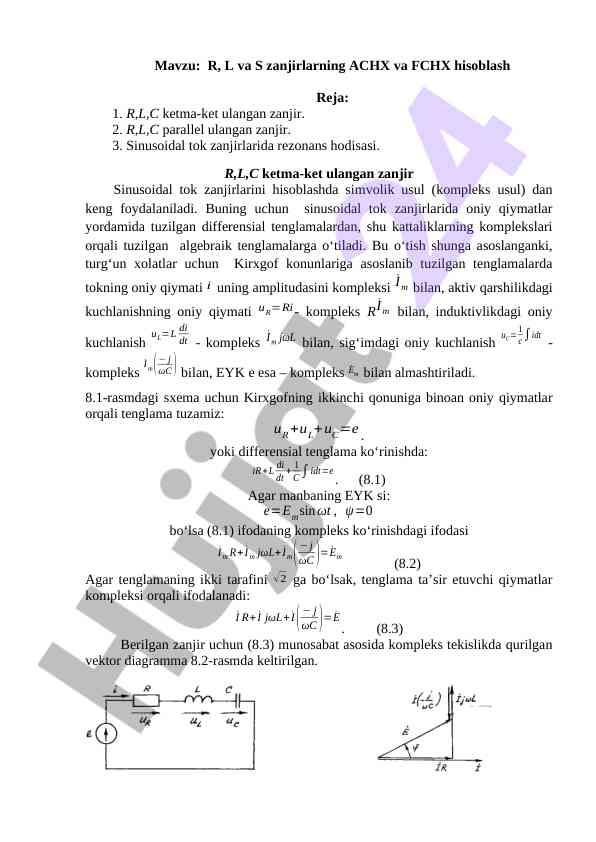 R, l va s zanjirlarining hisoblash metodlari
