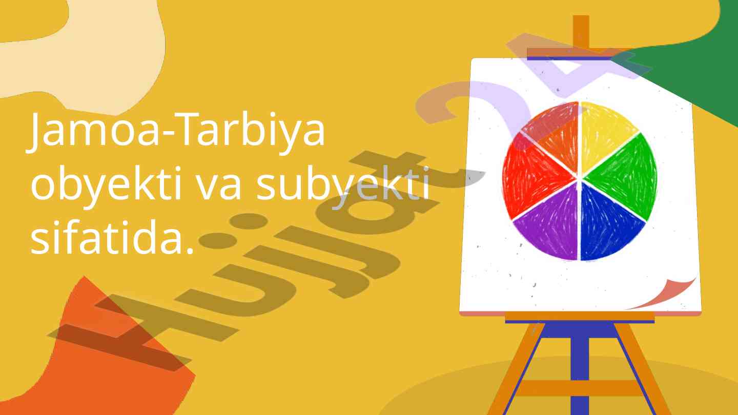 Jamoa-tarbiya obyekti va subyekti mohiyati