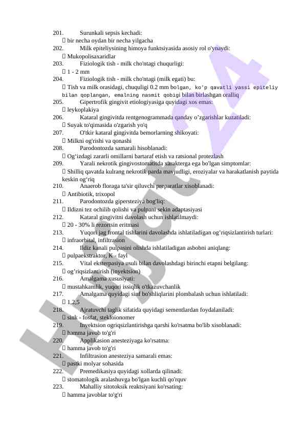 Surunkali sepsis va gingivit tahlili