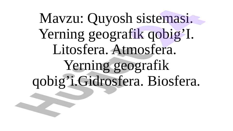 Quyosh sistemasi va olam tuzilishi