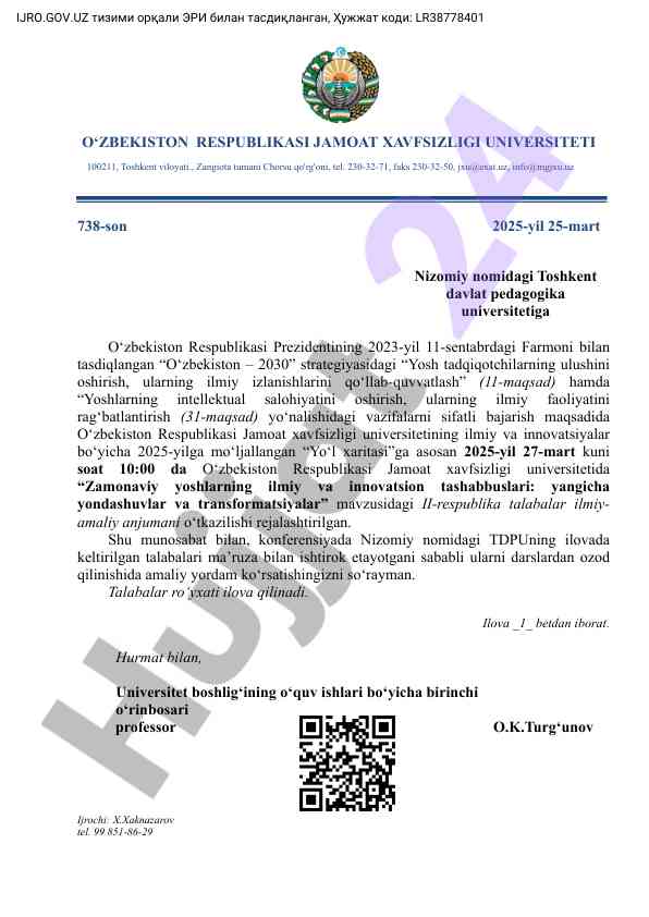 Zamonaviy yoshlarning ilmiy tashabbuslari anjumani