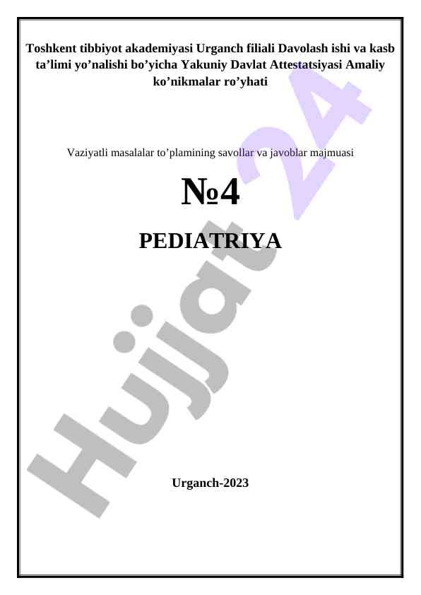 Pediatriya dars ishlanmalari ijtimoiy masalalar