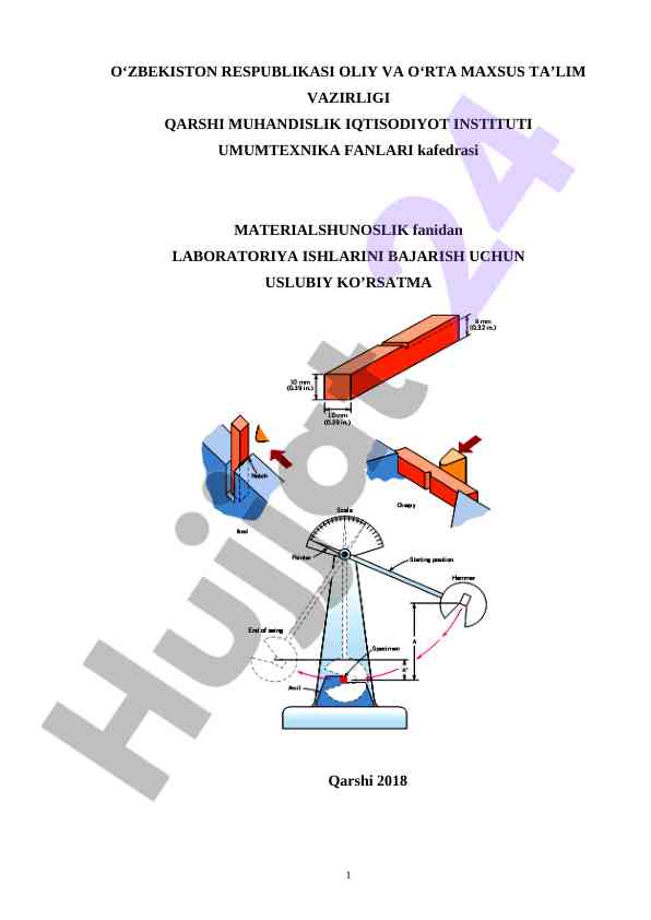 Materialshunoslik laboratoriya ishlari uchun uslubiy ko’rsatma