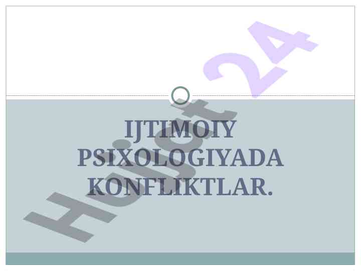 Ijtimoiy psixologiyada konfliktlar tahlili