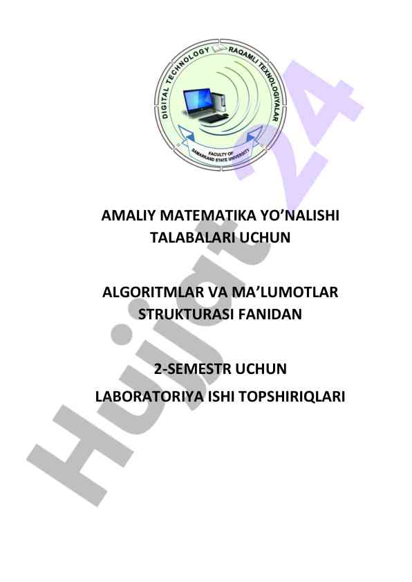 Algoritmlar va ma’lumotlar strukturasi laboratoriya ishi