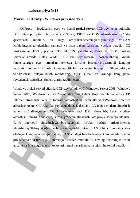 Ccproxy proksi-serveri foydalanish qo'llanmasi