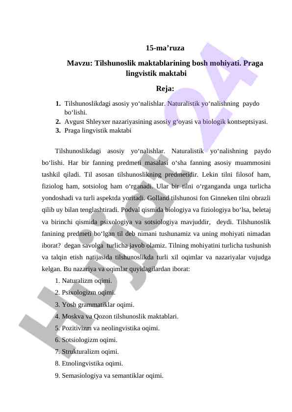 Tilshunoslik maktablari bosh mohiyati tahlili