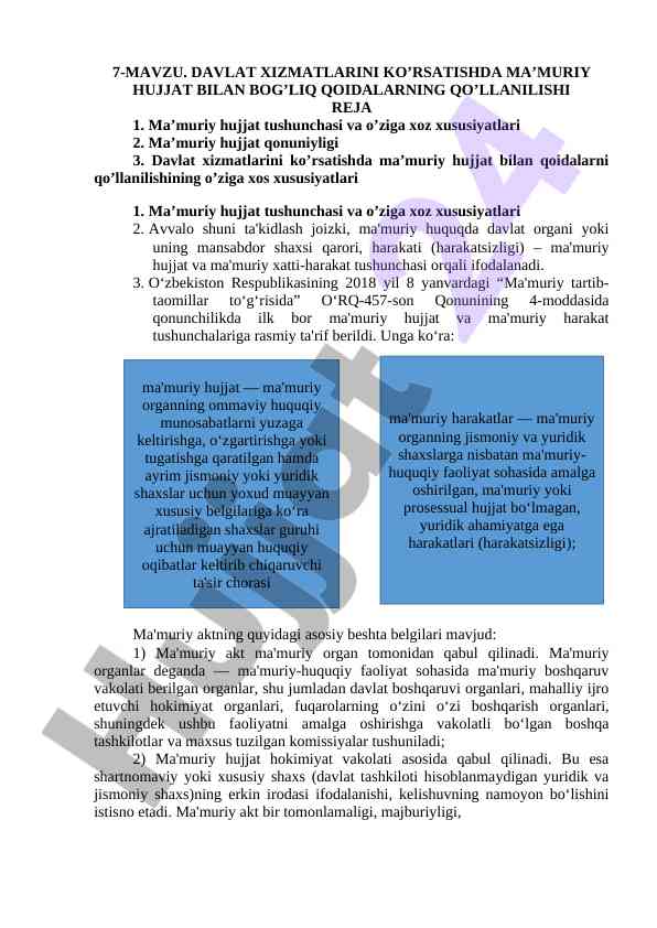 Ma’muriy hujjatlar va davlat xizmatlari qoidalari