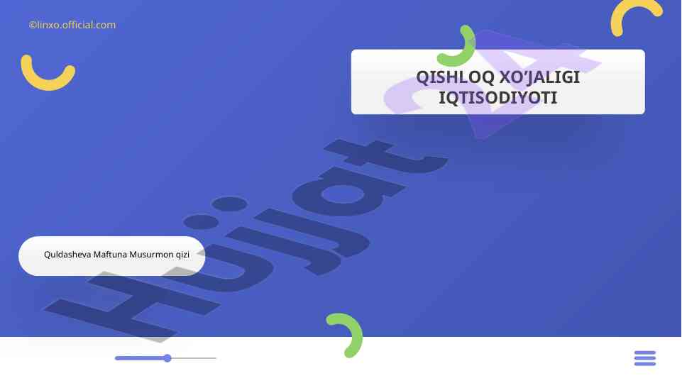 Qishloq xo‘jaligi iqtisodiyoti va oziq-ovqat tizimlari