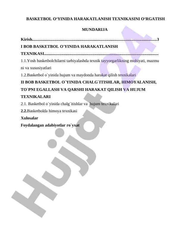 Basketbol o'yinida harakatlanish texnikasi
