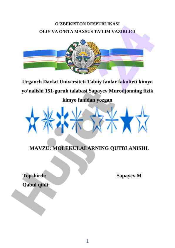 Molekulalarning qutblanishi haqida tadqiqot