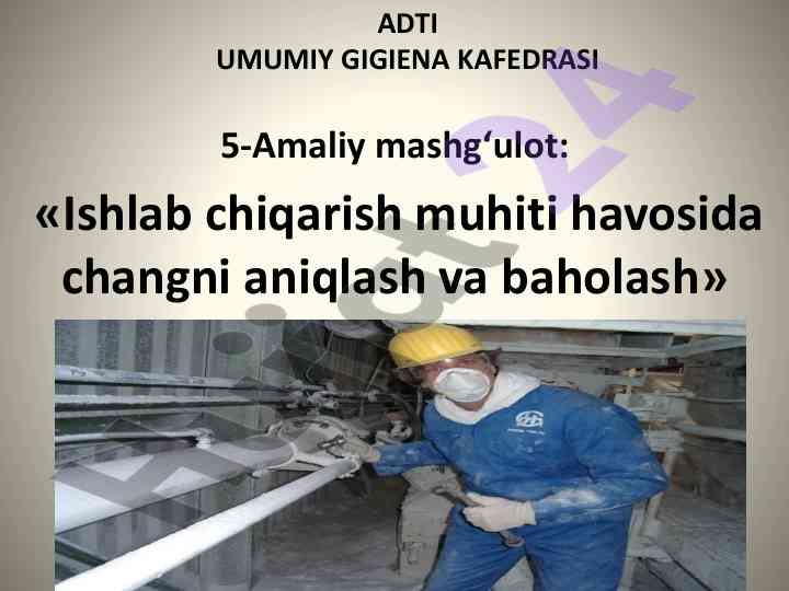 Ishlab chiqirish muhiti havosida changni aniqlash