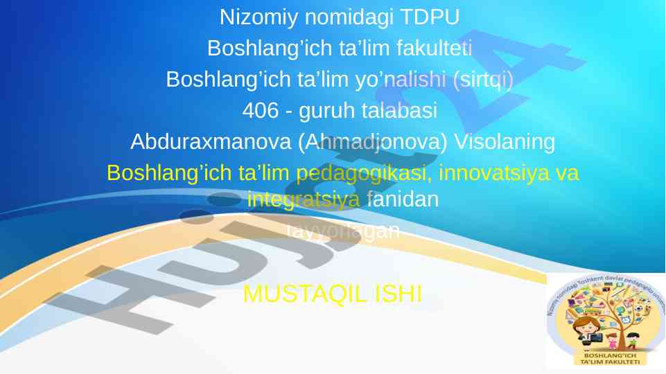 Jadidlar merosida boshlang'ich ta'lim tahlili