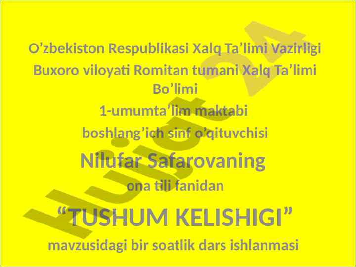 Ona tili fanidan tushum kelishigi dars ishlanmasi