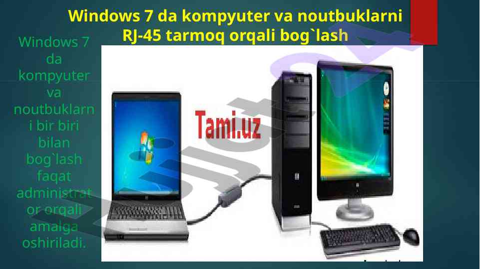 Windows 7 da kompyuterlarni tarmoq bilan bog‘lash