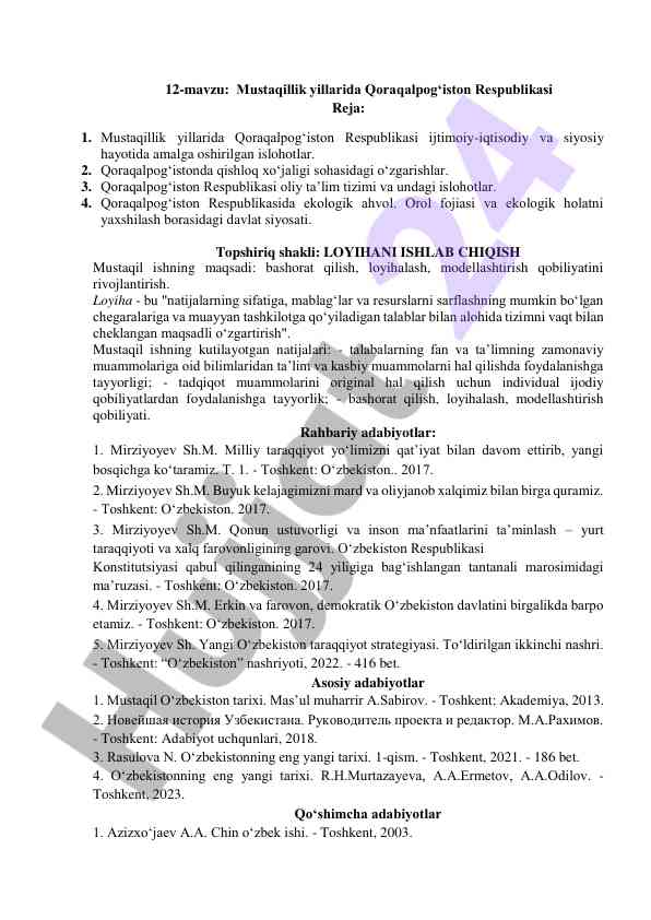 Qoraqalpog‘istonning ijtimoiy-iqtisodiy islohotlari