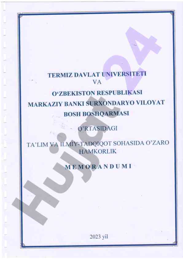 Ta'lim va tadqiqot sohasida hamkorlik memorandumi