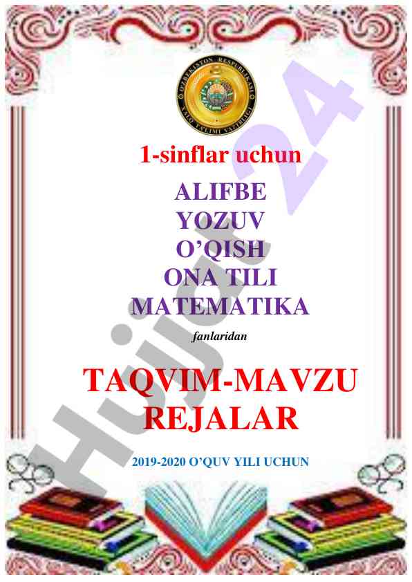 1-sinflar uchun alifbe yozuv o'qish ona tili rejalar