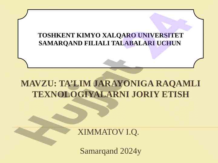 Taʼlim jarayoniga raqamli texnologiyalarni joriy etish