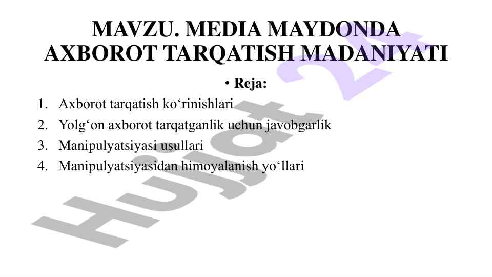 Media maydonda axborot tarqatish madaniyati