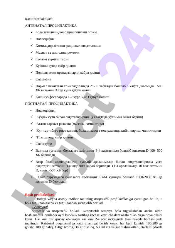 Raxit profilaktikasi tizimlari va usullari