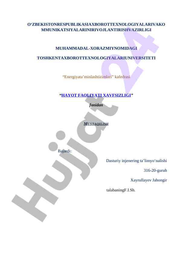 Inson atropometrik ko‘rsatkichlarining faoliyat xavfsizligiga ta’siri