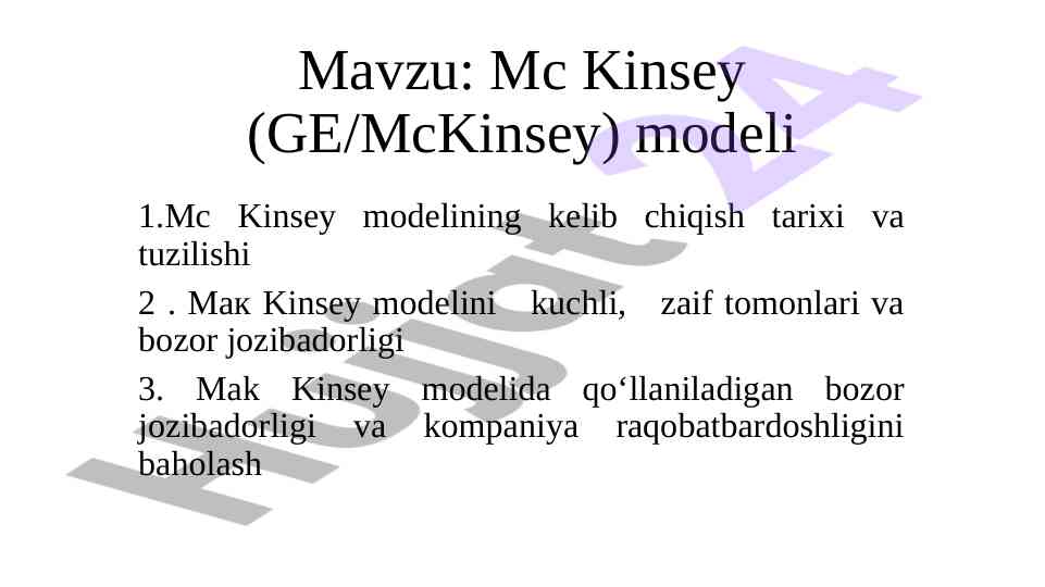 Mc kinsey modeli: kuchli va zaif tomonlari