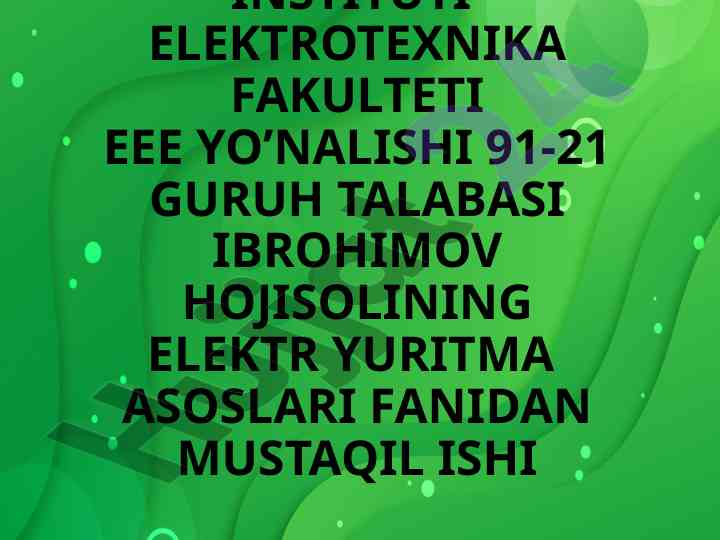 O'zgarmas tok matorini tormozlash rejimlari tahlil