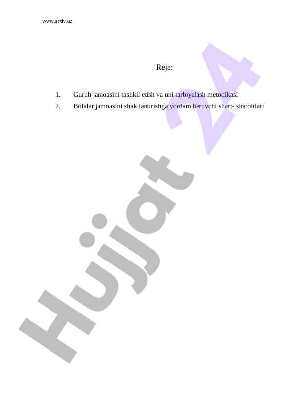 Guruh jamoasini tashkil etish metodikasining asoslari