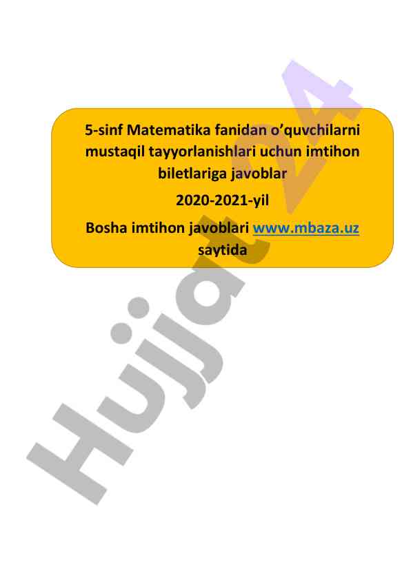 5-sinf matematika imtihon biletlariga javoblar