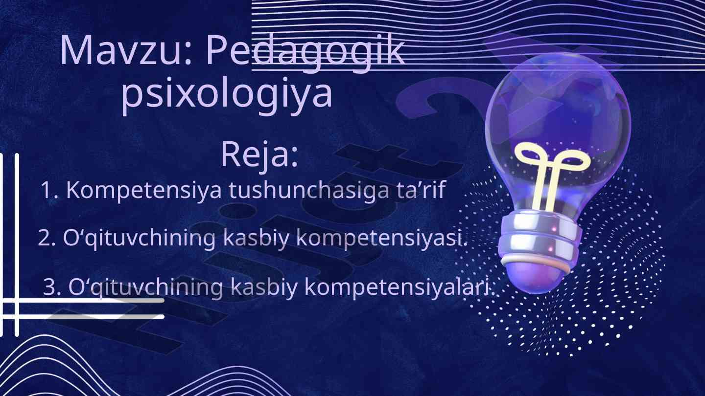 Pedagogik Psixologiyada Kompetensiya Tushunchasi