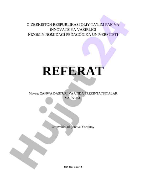 CANWA DASTURI VA UNDA PREZINTATSIYALAR YARATISH