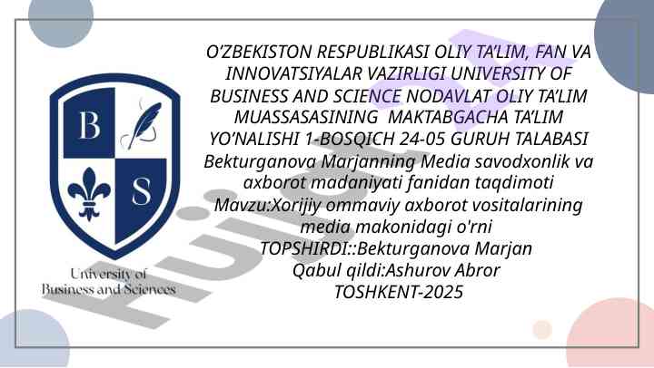 Xorijiy ommaviy axborot vositalarining rolini tahlil qilish