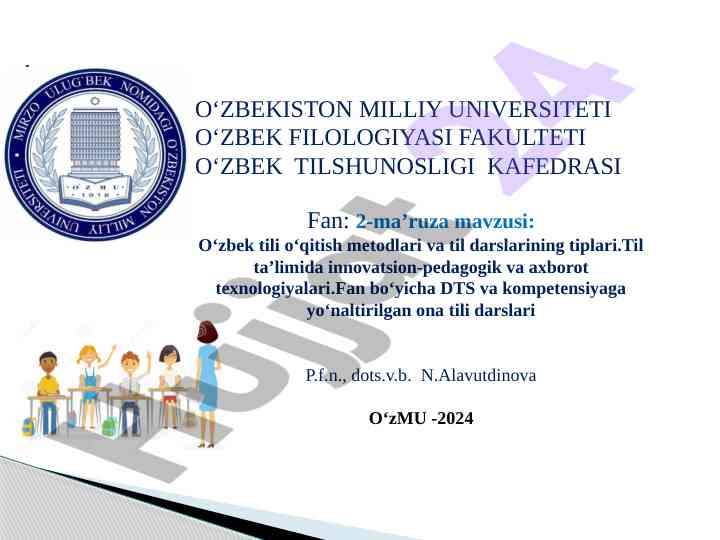 O‘zbek tili o‘qitish metodlari tiplari