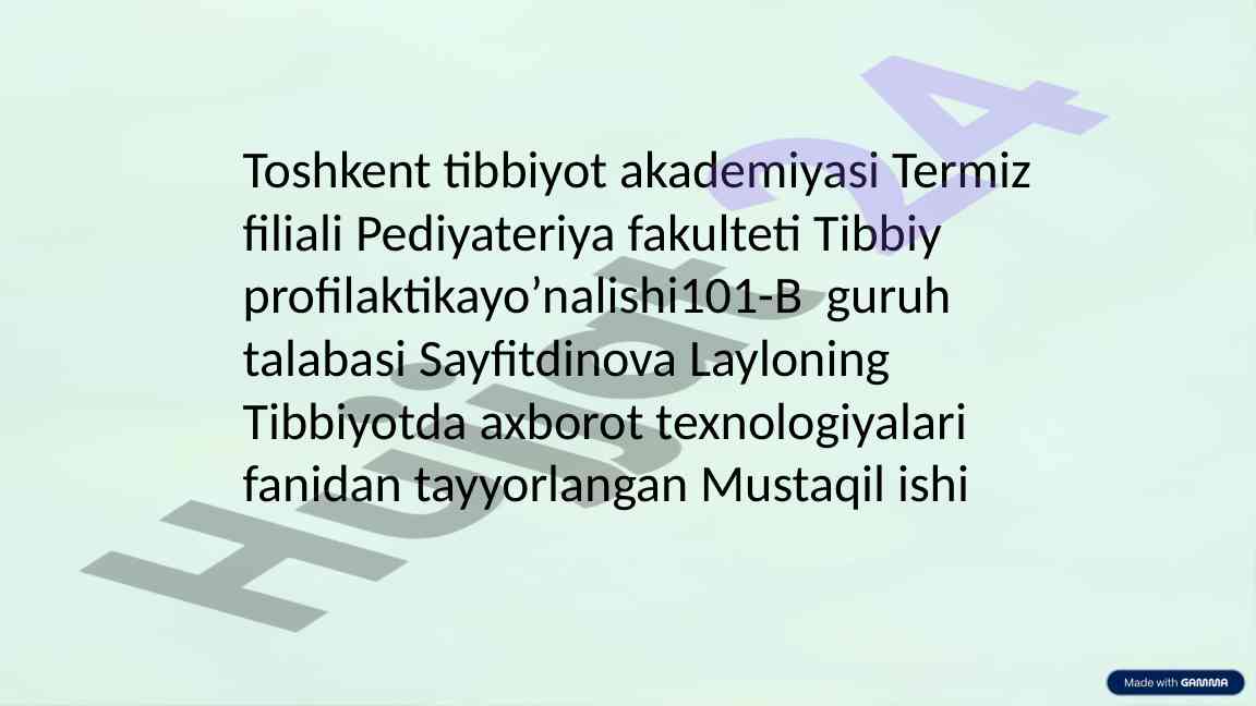 Tibbiyotni raqamlashtirish va axborot texnologiyalari