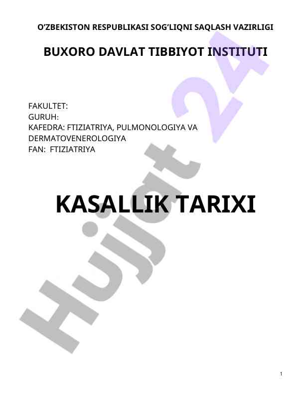 Fitzhugh kasallik tarixi bo'yicha hisobot