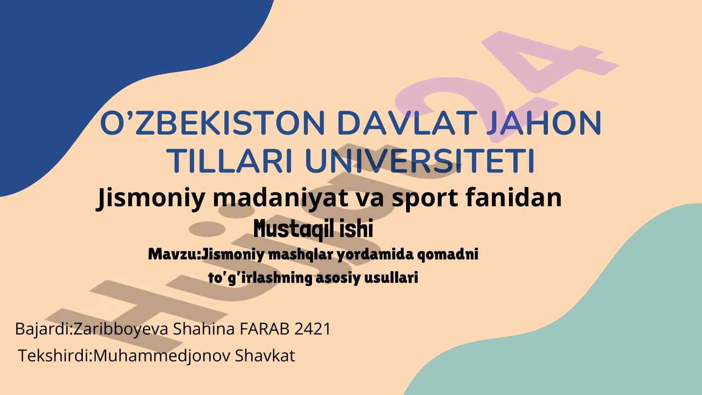 Jismoniy Mashqlar Yordamida Qomatni To'g'irlash