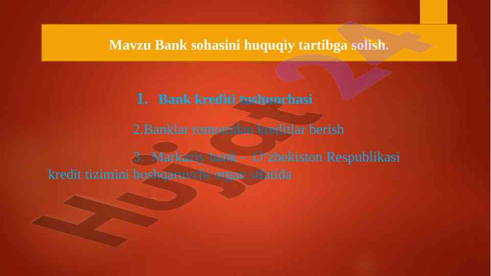 Bank kreditlari tushunchasi va turlari