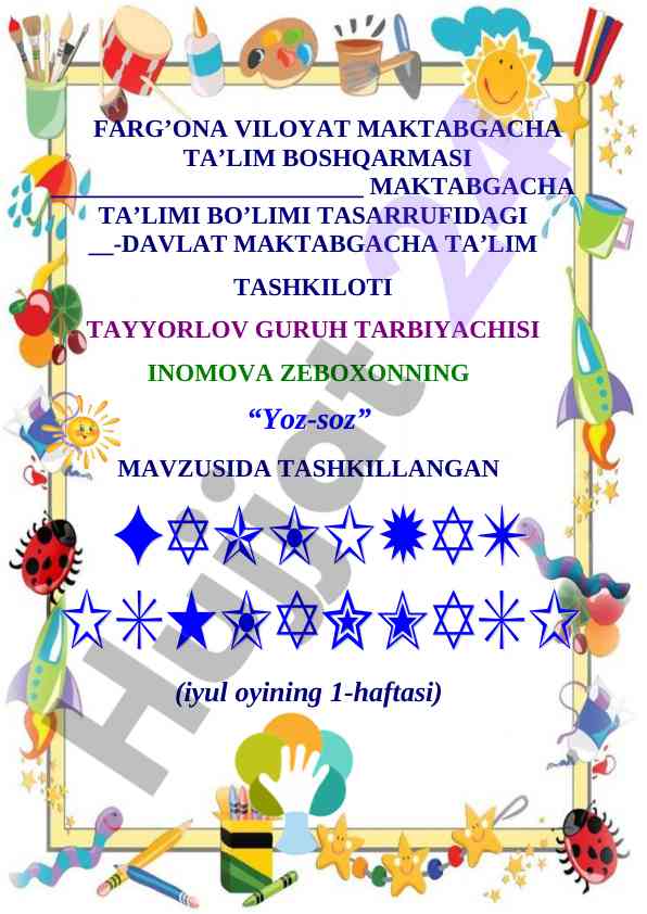 Yoz-soz mavzusida tarbiyaviy faoliyat tashkiloti