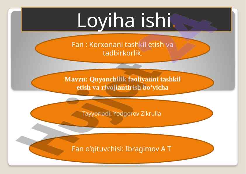 Quyonchilik faoliyatini tashkil etish va rivojlantirish