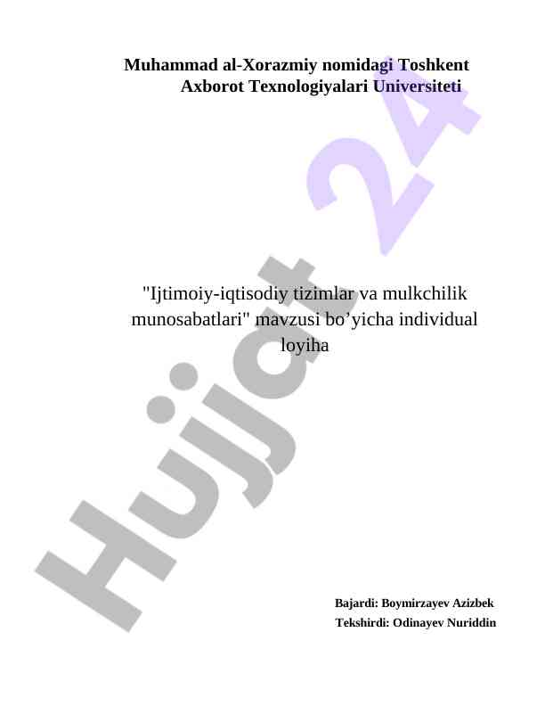 Ijtimoiy-iqtisodiy tizimlar va mulkchilik munosabatlari