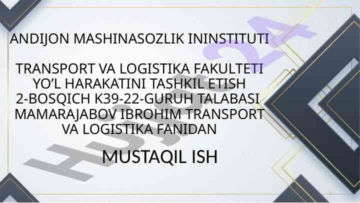 Yo'llarni loyihalash standartlari va ahamiyati