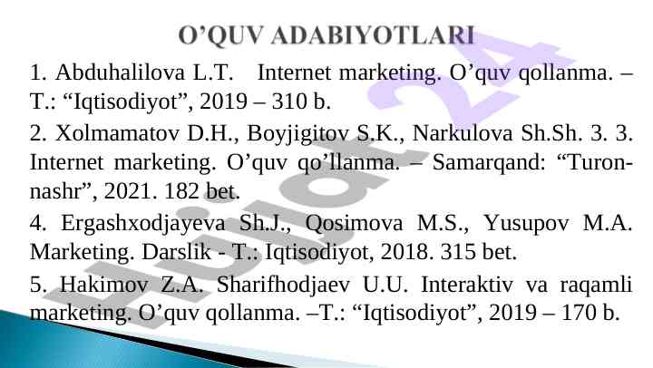 Internet marketing o‘quv qo‘llanma