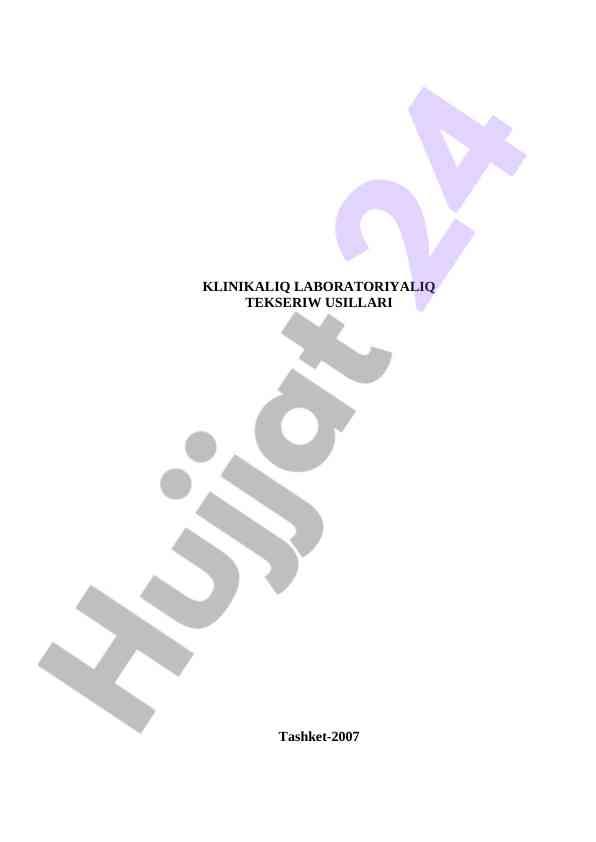 Klinikalıq Laboratoriyaliq Tekseriw Usillari