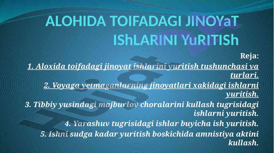 Alohida toifadagi jinoyat ishlarini yurитиш tushunchasi